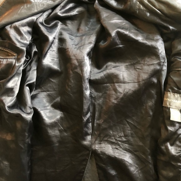 Banana Republic Butter Soft Leather 2 Button Blazer Jacket 40R Black Pockets - Picture 8 of 10